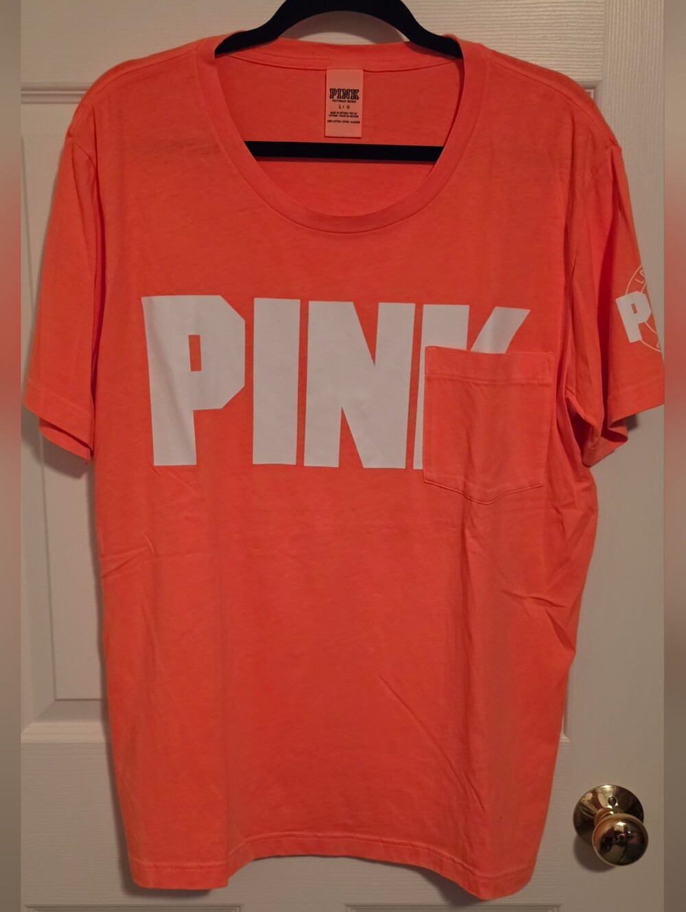 PINK Victoria's Secret Neon Orange Pocket Tee – Tshirt